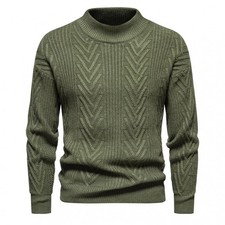 Men Winter Warm Crewneck Knit Sweater Slim Plain Jumper Long Sleeve Pullover Top