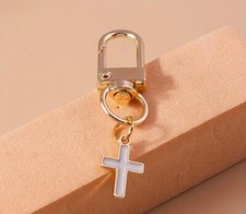 Purse Charm - White Cross - Key Chain, Bag Charm