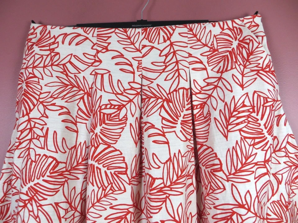 SK12813- NUEVO LANE BRYANT Mujer Lino Caja Plisada Falda Tropical Rojo Blanco 24 Foto 3 de 4