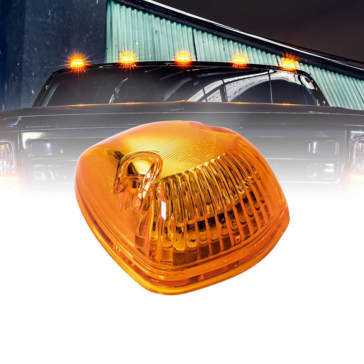 DOT Amber LED Teardrop Cab Roof Marker Light for 94-98 Ford Dodge