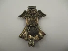 Vintage Sterling Silver Brooch Pin Angel Cherub Girl Child Halo Hanging Heart ME