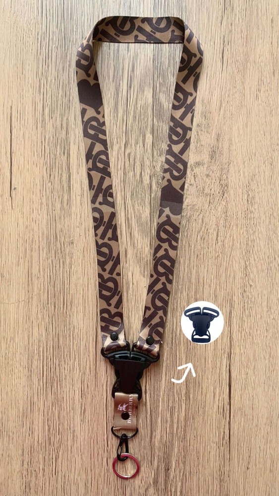 Burberry Lanyard Neck Strap Keyring Llavero New 19inch Fashion Keychain Brown