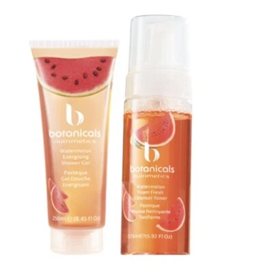 Two Items Botanicals Watermelon Energising Shower Gel Foam Fresh Cleanser Toner - Image 1 of 4
