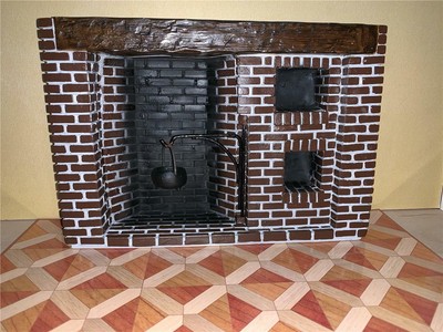Walk In Fire Place - Dollhouse 1 12 Scale Country Colonial Walk In Brick Fireplace W Cauldron Ym0244 Ebay