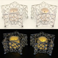 KerzenstäNder Mit Led-Kerze Aus Metall Glas Silber - Kerzenhalter FüR Teelichter