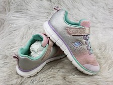 S Sport by Skechers Girls Size 1 Active Easy On Sneakers Pink Purple Sparkly