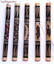 Traditional RainShaker Stick 60cm24" Authentic Dot-Painted Hand-Carved Bamboo