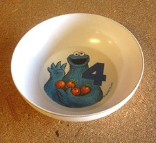 COOKIE MONSTER crack Peter Pan bowl 1970s counting Sesame Street kids Muppets