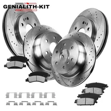 Front Rear Drilled Rotors Brake Pads for Chevy GMC Silverado Sierra 1500 Yukon