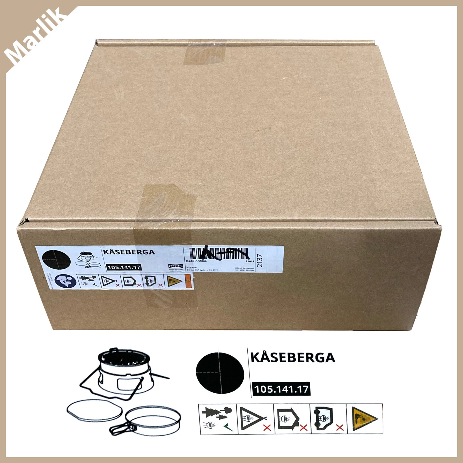 IKEA Kaseberga Portable Charcoal BBQ Barbecue Grill, Black/Steel 105.141.17, New