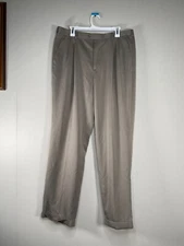 Perry Ellis Portfolio Pleated Dress Pants 36 x 34 Mid Rise Gray-ish Beige Office