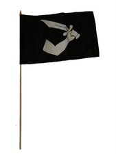 12x18 12"x18" Jolly Roger Pirate Thomas Tew Stick Flag Staff