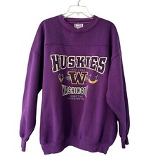 Vintage 1990s UW University Of Washington Huskies Sweatshirt Size XL Purple