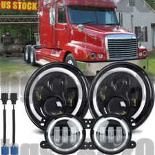 For Freightliner Century Class 7'' LED Halo Hi/Lo Headlight + 4'' Fog Light
