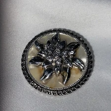 Vintage Western Germany Mother of Pearl Inlay Silver Tone Dress Scarf Clip