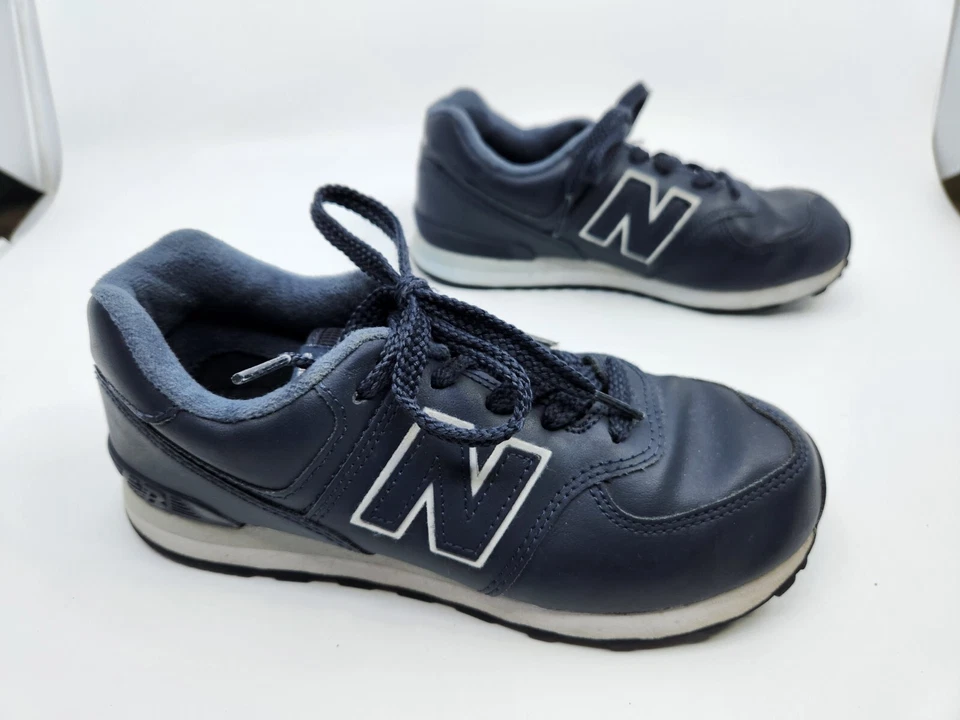 Новый баланс 574 классический синий кроссовки низкий верхний шнурует вверх молодежный размер 2,5 - Изображение 3 из 4