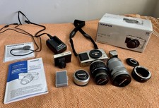 Olympus Pen E-PL1 Digital Camera 12.3MP w/3 Lenses, Flash, Viewfinder  Access.