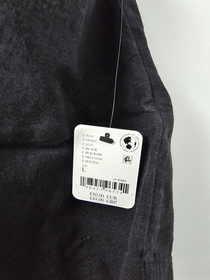 Free People Melted Away Halter Top Womens L Black Linen Blend Open Back - Image 4 of 4