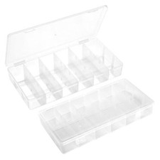 2 Pack Clear Plastic Organizer Box with 6 Grids for Beads, Crafts, Art DIY,