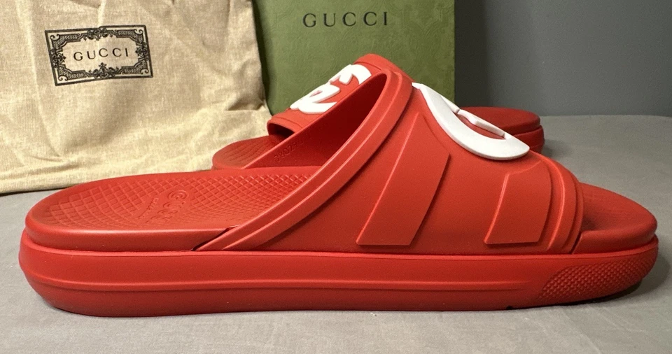Gucci Interlocking G Red Slide Sandals Men’s Size 11 (US 11.5) Authentic - Image 3 of 4