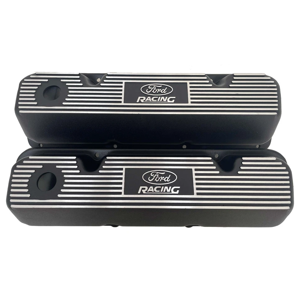 351 Cleveland Black Valve Covers - Ford Racing  Logo - New Old Stock - Image 2 of 3