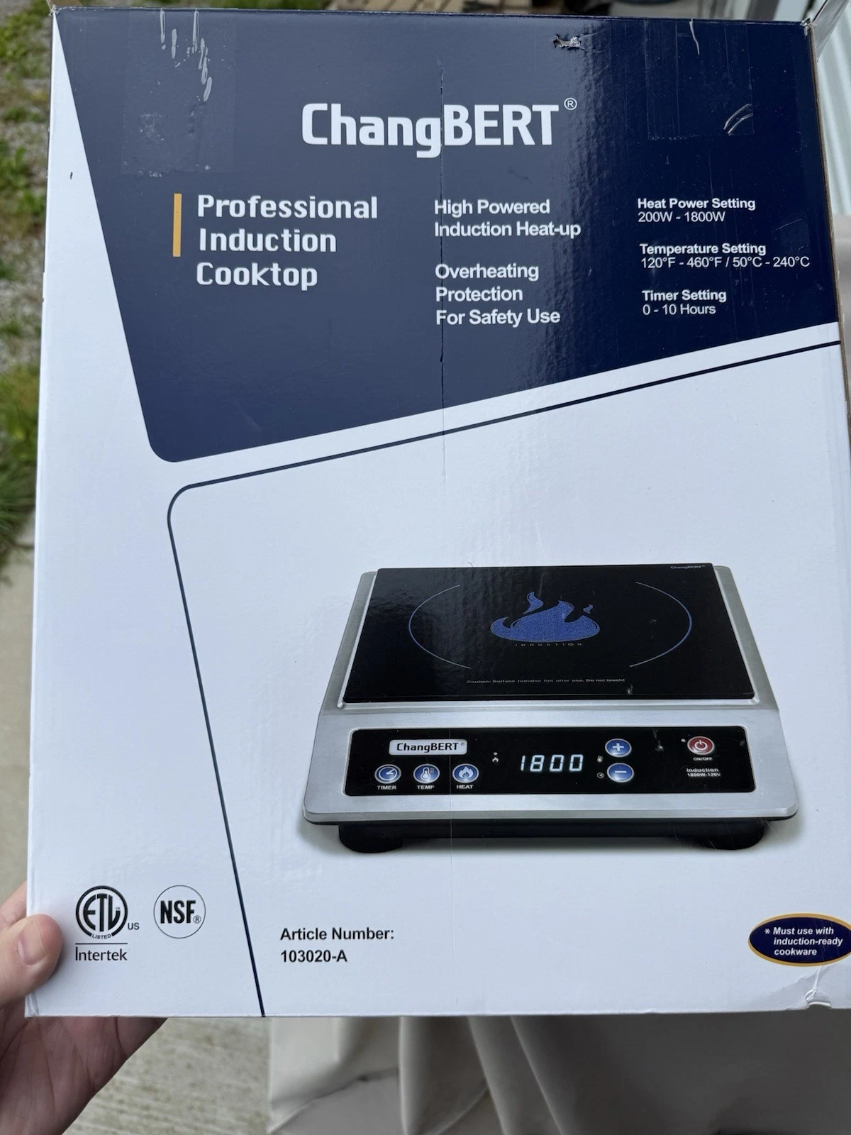 ChangBERT Induction Cooktop, Commercial Grade Portable Cooker, Large 8” Heating