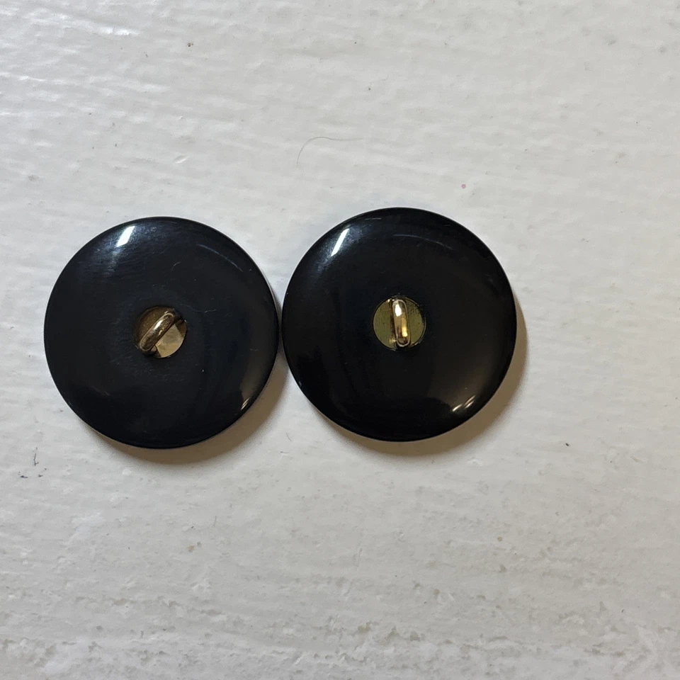 Tory Burch Logo Shank Buttons, Glossy Black W/ Gold Logo Set Of 2, 1 Inch Wide - Image 4 of 4