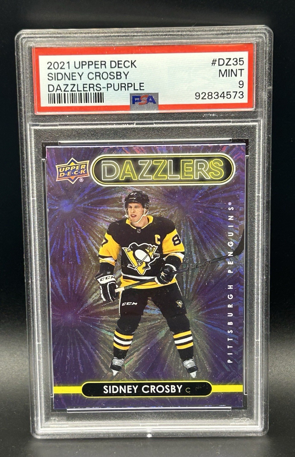 2021-22 Upper Deck Series 1 Dazzlers Purple Sidney Crosby #DZ-35 PSA 9