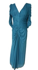 Alex Evenings A-Line Mesh Gown Pleated Illusion Zipper Dress Size 12 Green Party