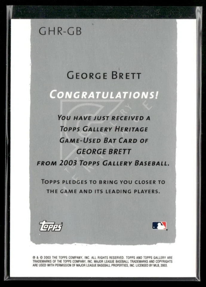 2003 Topps Gallery #GHR-GB George Brett Heritage Bat Relic - Image 2 of 2