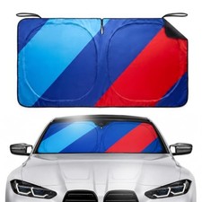 240T Double-Layer Car Windshield Sun Shade, Foldable UV Blocker Blue///M-S