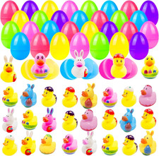 24 Pcs Colorful Prefilled Easter Eggs with Duckies for Fun Party Favors