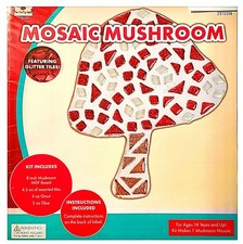    Mushroom Mosaic Tile Kit w/Glass Glitter Tiles 8  x 6  -   DIY Craft