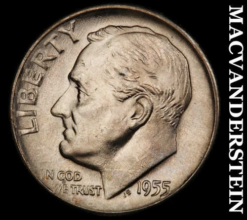 1955-D Roosevelt Dime- Silver Choice Gem Brilliant Uncirculated Luster #i8012