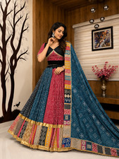 Heavy Muslin Cotton Printed Lehenga Choli Garba Dandiya Festival Outfit