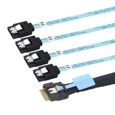 PCIe Slimline SAS SFF-8654 4i 38Pin to 4 SATA Adapter Cable Polarized