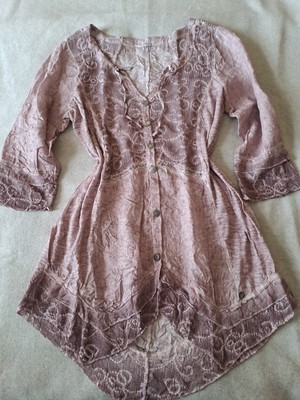 Tredy Bluse Longbluse rosenholz Gr.36 sehr gepflegt 100%Leinen 100%Cotton !!!