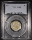 1918 Buffalo Nickel - 5c PCGS MS63 - Nice Example!