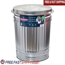 31 Gallon Steel Trash Can W/ Lid Durable Weather Resistant Outdoor Storage New