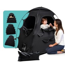 Blackout Tent for Pack and Play, Portable Crib Tent Blackout Canopy Crib Trav...