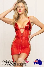 NEW Seven Til Midnight Superstar Lamé & Mesh 2 Piece Chemise & Thong Set