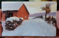 Impressionistic Landscape Oil Painting. 3 X 1 7/8 in. Stocking Stuffer!!