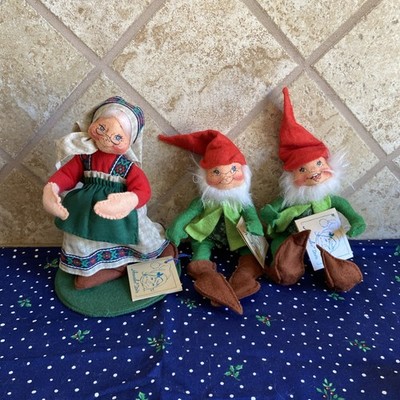 Vtg Annalee 1995 Nashville Cow Girl Girl Line Dancer #5151 & 2 Gnome Elf  1991