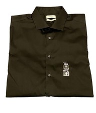 New Calvin Klein Herringbone Slim Fit Wrinkle Free Dress Shirt Black XL 17 1/2