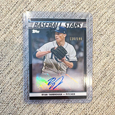 Topps 2020 Baseball Stars Autographs Ryan Yarbrough Rays BSA-RY Black /199 Auto