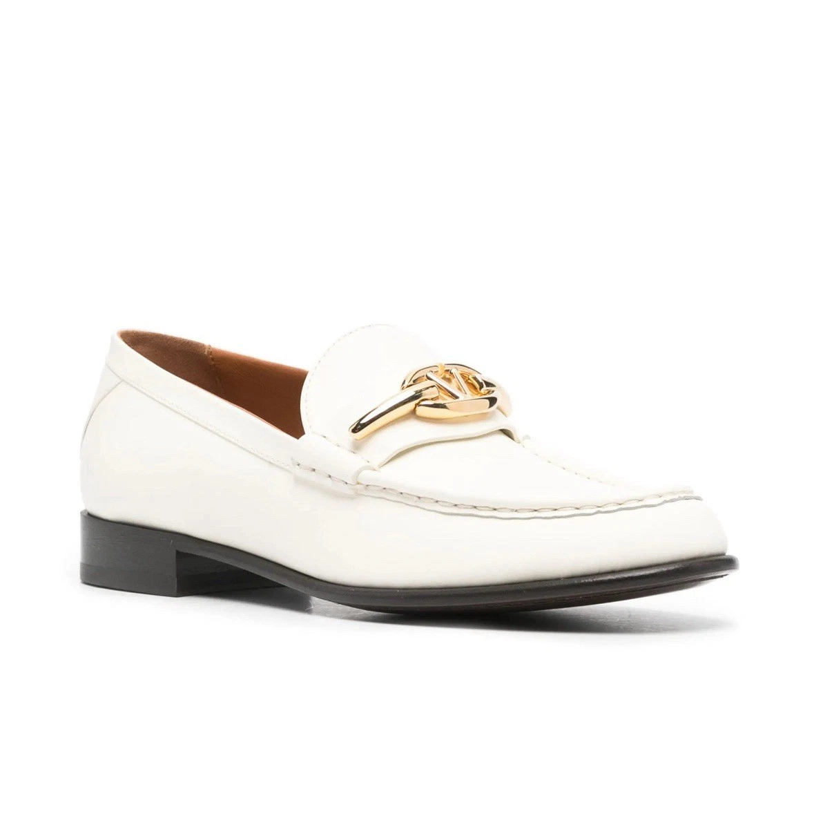 Valentino — Valentino Garavani V Logo Chain Loafers EU 41 US 11 Womens White Leather Italy