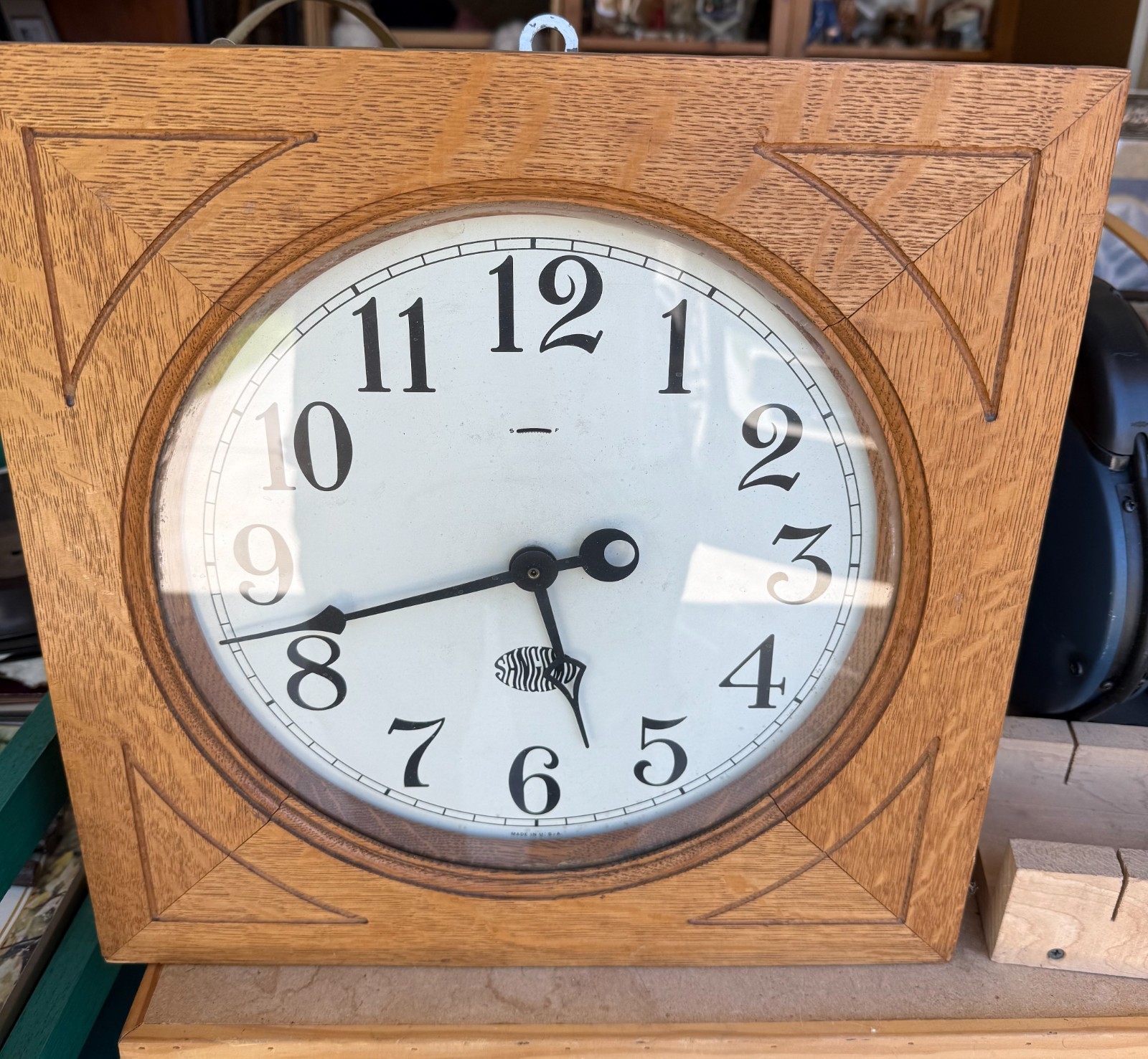 Vintage Hamilton Sangamo Wall Clock with Oak Case