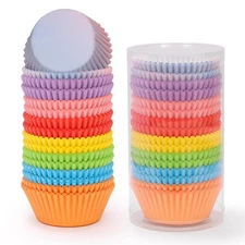 Rainbow Standard Cupcake Liners 400 Count Solid Colorful Paper Baking Cups Fo...