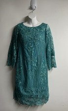 JJs HOUSE Formal Dress Embroidered Floral Sequin Green Jade Sz 4 Lined New