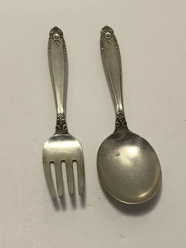 Vintage International Sterling Prelude Baby Spoon And Fork Good Condition